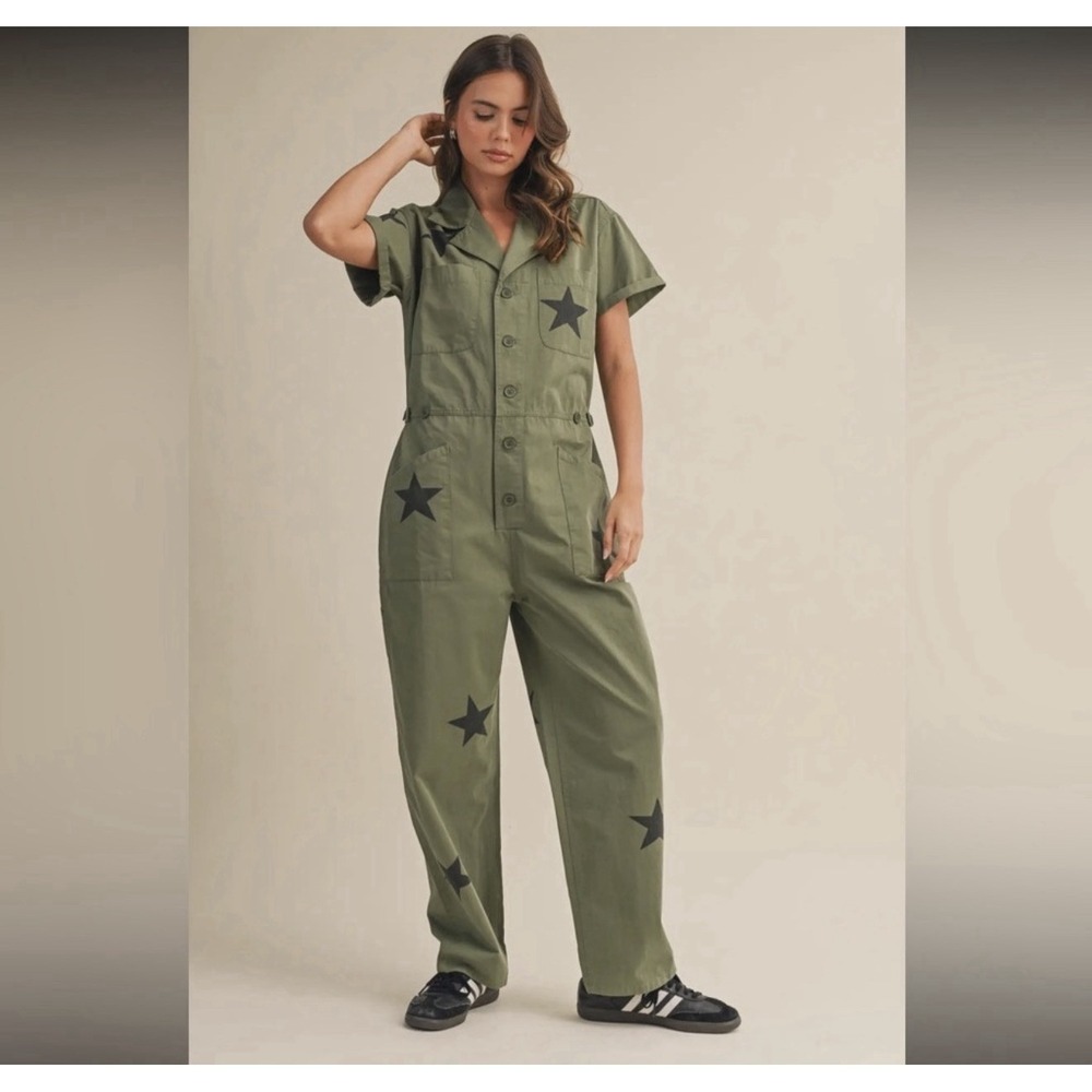 Pistola Women's Grover Short Sleeve Field JumpSuit Size Large Green Royal Honor